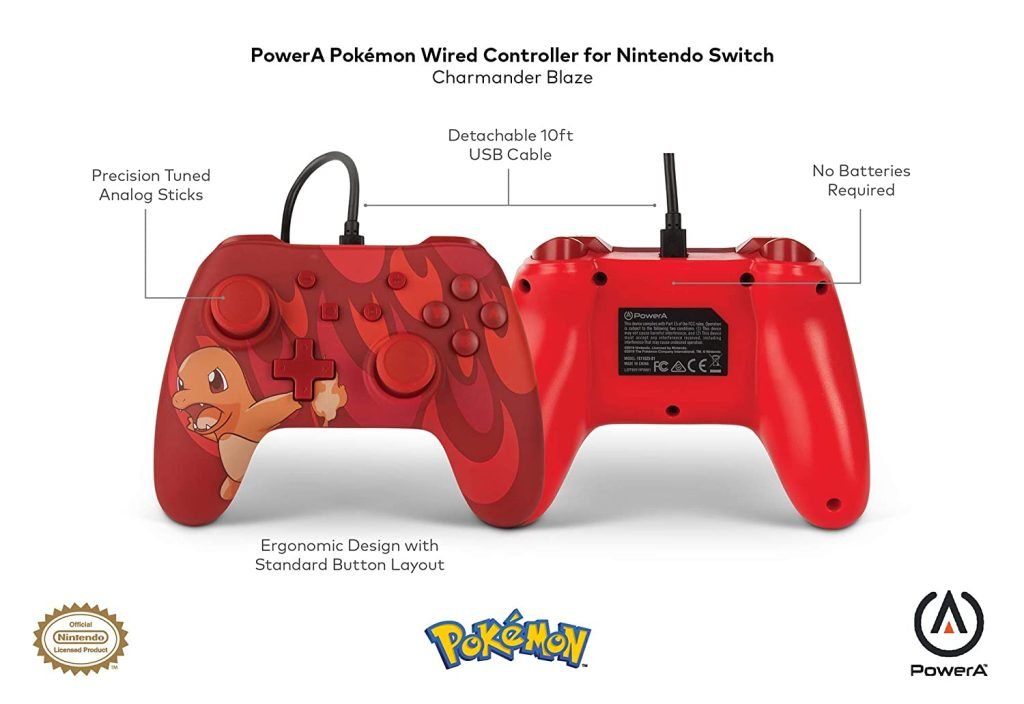 PowerA Wired Controller For Nintendo Switch - Blaze Charmander - GAMESQ8.com