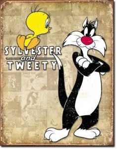 Tin Iron Painting - Tweety & Sylvester Retro Tin Sign - GAMESQ8.com
