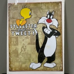 Tin Iron Painting - Tweety & Sylvester Retro Tin Sign - GAMESQ8.com